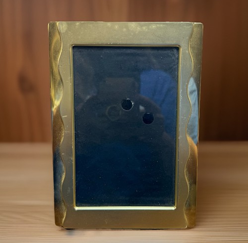 Wavy Modern Geometric 90s Matte & Shiny Brass Tone 5x7 Photo Picture Frame