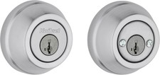 Deadbolt Lock Satin Chrome Round Keyed Both Sides Pick Resistant SmartKey Rekey