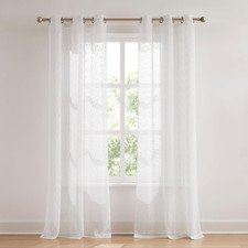 Aileen Sheer Raindrop Curtain Panels 38"x84" White Pair