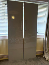 IKEA Grey Gloss 2 Hinged Wardrobe Doors with Metallic Handles for Bedroom