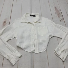 Lioness linen crop button down shirt top 