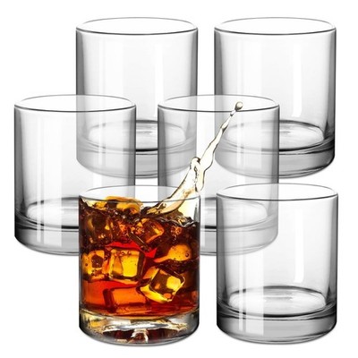 Whiskey Glasses Set of 6, 11oz Old Fashioned Scotch Glasses, Thickened Heavy ...