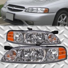 Headlights Set Chrome Halogen-type Left Right Pair Fits 00-2001 Nissan Altima