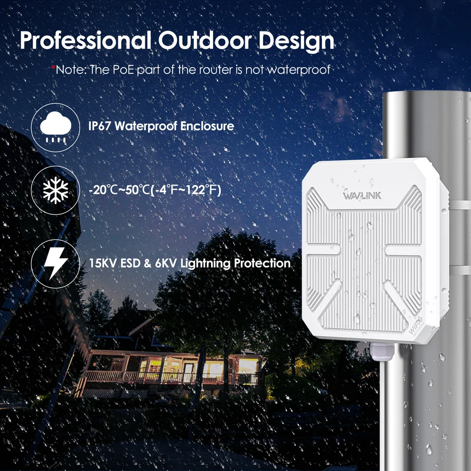 3000Mbps Outdoor WiFi Extender WiFi6 Router Mesh Wifi AP Long Range PtP PtMP - Image 4 of 4