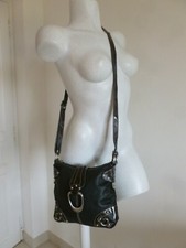 SAC  " GIL HOLSTERS " TOILE EPAISSE ENDUITE NOIRE GARNITURE SIMILI CUIR 