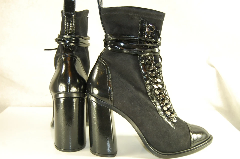 40/9❤️$1485 CASADEI "CITY ROCK" HECHO EN ITALIA CUERO GAMUZA TACONES ALTOS BOTINES Foto 4 de 4