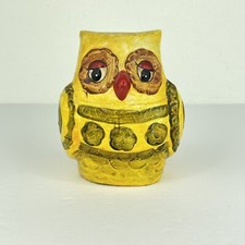 Vintage UCGC Yellow Ceramic 5  Owl Bank Made in Taiwan Some Damage.