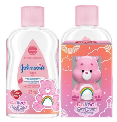 Johnson's Baby Oil 125ml with CareBears Key Chain Limited Choose Bedtime Regular