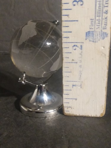 2.5" Tall Crystal Glass & Metal World Globe Decorative Figurine World Map Atlas! - Picture 11 of 12
