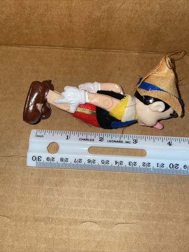 VTG Pinocchio Christmas Tree Ornament Hong Kong Big Nose Walt Disney Plastic - Picture 6 of 9