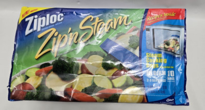 Ziploc Zip'n Steam Medium  Pack of 10 Cooking Bags NEW & SEALED