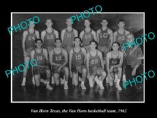 OLD LARGE HISTORIC PHOTO OF VAN HORN TEXAS THE VAN HORN BASKETBALL TEAM 1962