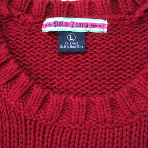 NWT Polo Jeans Co Ralph Lauren American Flag Cotton Crewneck in Red Sweater L - Picture 4 of 6