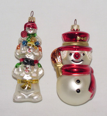 Perfect Pair Large Fancy Snowman Mercury Glass Christmas