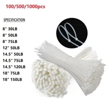 100-1000PCS 8" 12" 14" 18" Cable Zip Ties Heavy Duty Nylon Wrap Wire Self-lock