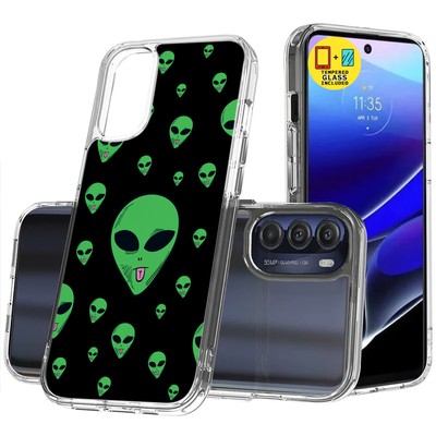 For Motorola Moto G Stylus 5G 2022, Alien Stick Tongue Print, Glass Screen, US