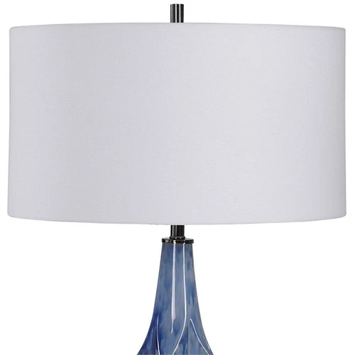 Uttermost Everard Traditional Porcelain Iron and Fabric Table Lamp in Blue - Picture 4 of 8