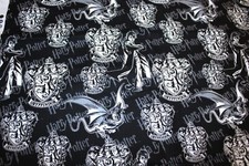 Harry Potter Black White Gryffindor House Crest Cotton Fabric 29 in x 44 in W
