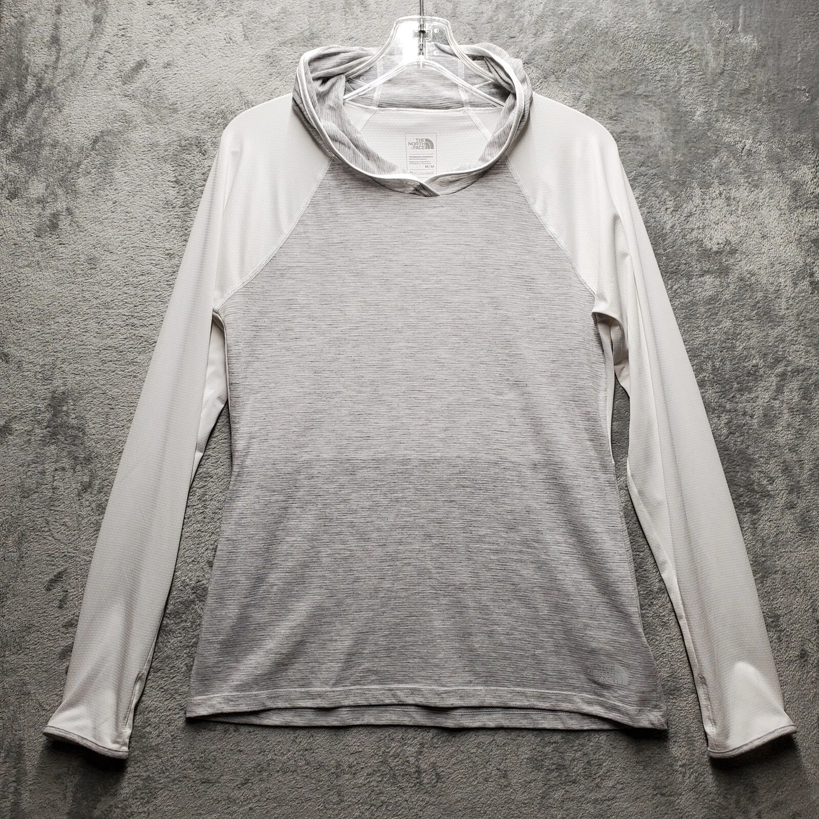 North Face Hoodie Womens Medium White Gray Reactor Lightweight FlashDry