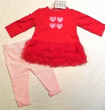 Carters Outfit 6M NEW 2 piece Set Shirt & Pant Ruffle Red & Pink
