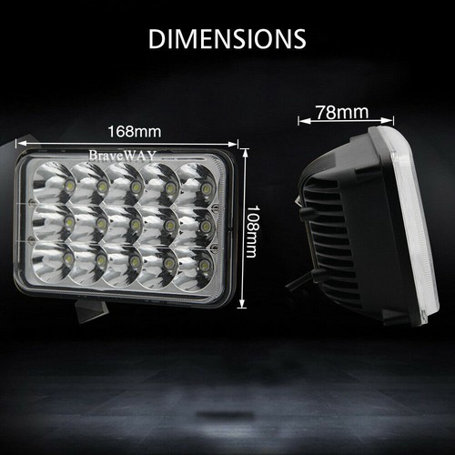 4 pièces phares à LED 4x6'' 75 W faisceau scellé Hi-Lo pour Peterbilt Kenworth T800 W900 - Photo 4/6