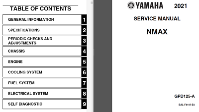 2021-2023 Yamaha NMAX 125 GPD125-A X-Max 125 Service Owner's