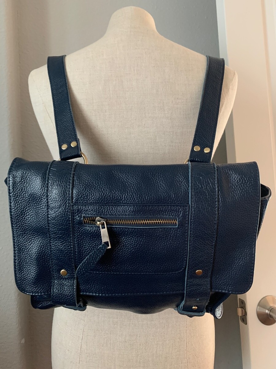 VereVerto leather backpack. Navy blue. VereVerto Navy Blue Italian 100% Genuine Leather Convertible  main image 4