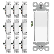 BESTTEN 3-Way Decorator Wall Light Switch 15A 120/277V On/Off Rocker (10 PACK)