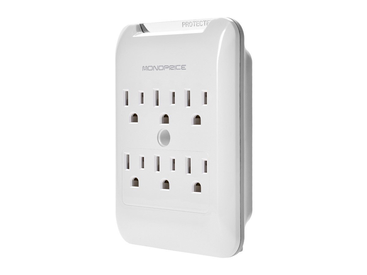 Monoprice 6 Outlet Power Surge Protector Slim Wall Tap - 540 Joules