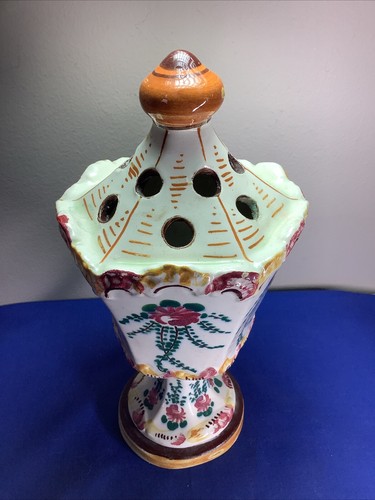 Estate Majolica Faience Vase Hatpin Flower Holder Italy Signed Numbered 467 - Picture 3 of 11