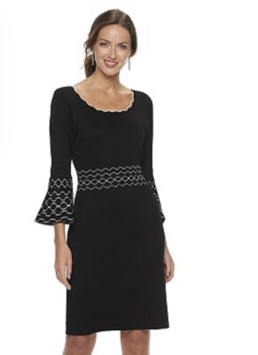 women's nina leonard bell sleeve ribbed sweater dress Women's Nina Leonard Bell Sleeve Ribbed Sweater Dress