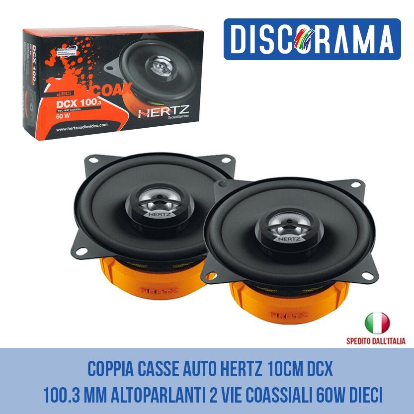 COPPIA CASSE AUTO HERTZ 10CM DCX 100.3 MM ALTOPARLANTI 2 VIE COASSIALI 60W DIECI