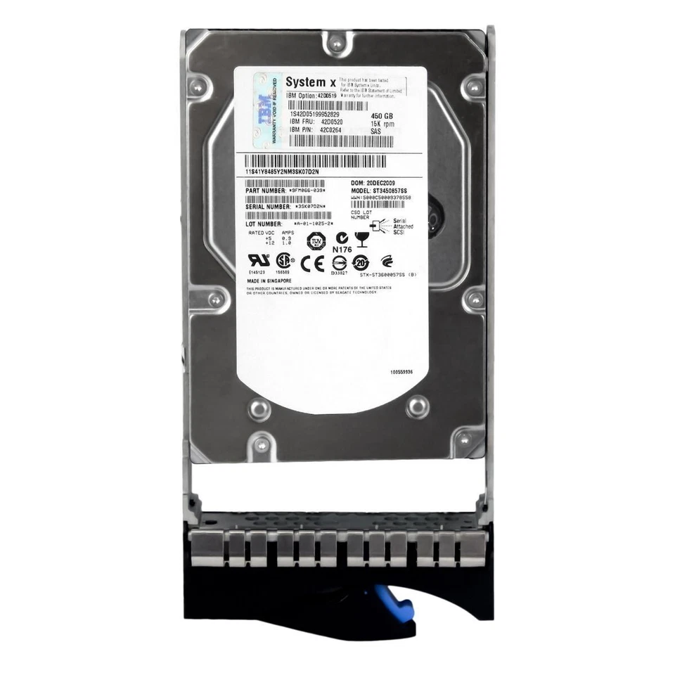 Disk IBM 42D0520 42C0264 42D0519 ST3450857SS 450GB 15000Umin SAS 3.5 " Pollici - Immagine 3 di 3