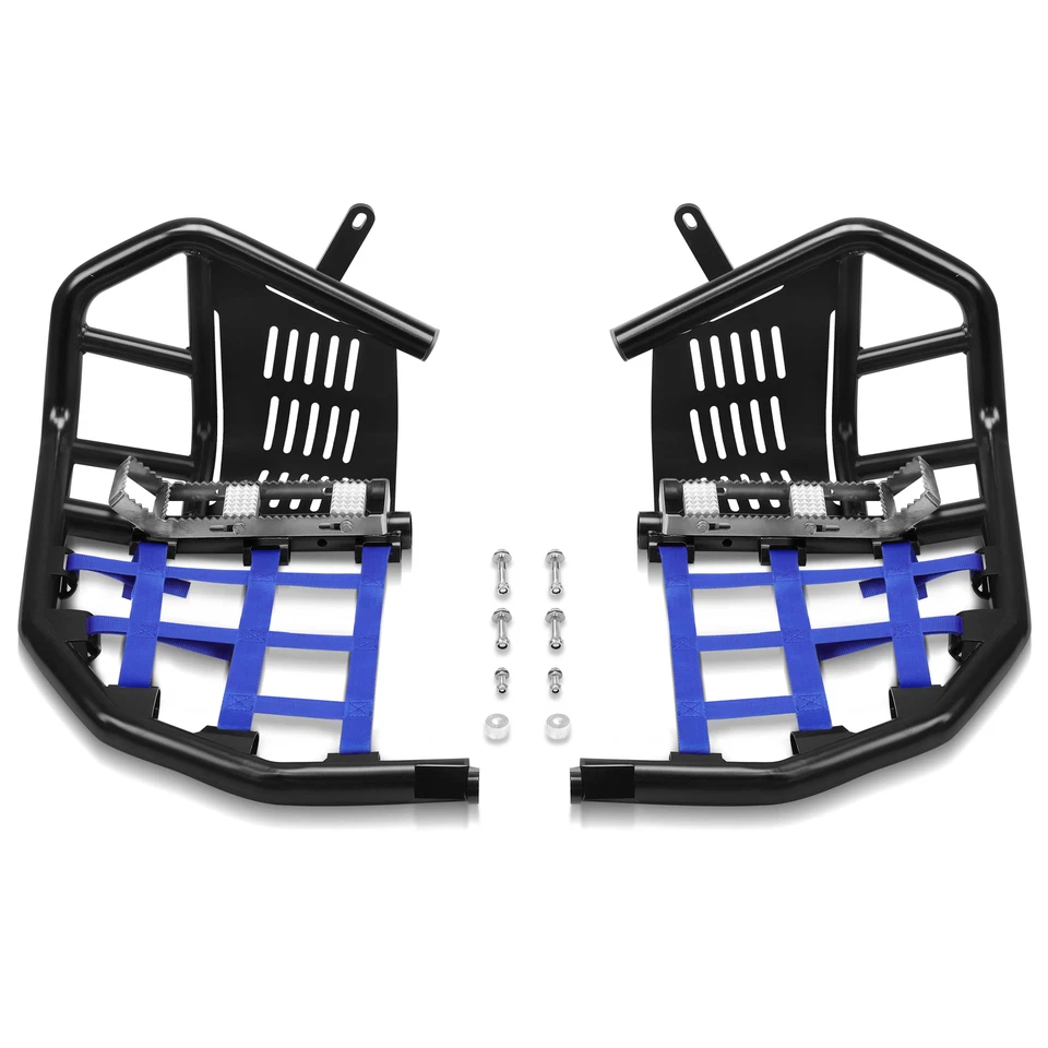 Fits Raptor 700 YFM Nerf Bars Pro Peg Heel Gaurds Black Bar with Blue Nets Steel - Image 3 of 4