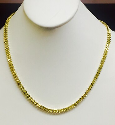 14k Yellow Gold Mens Square Franco Link 24