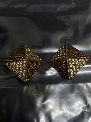 Vintage 80s Bijoux New York Designs Gold Tone Rhinestones Clip