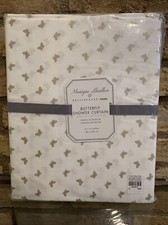 Pottery Barn Teen Monique Lhuillier Butterfly White Gold Fabric Shower Curtain