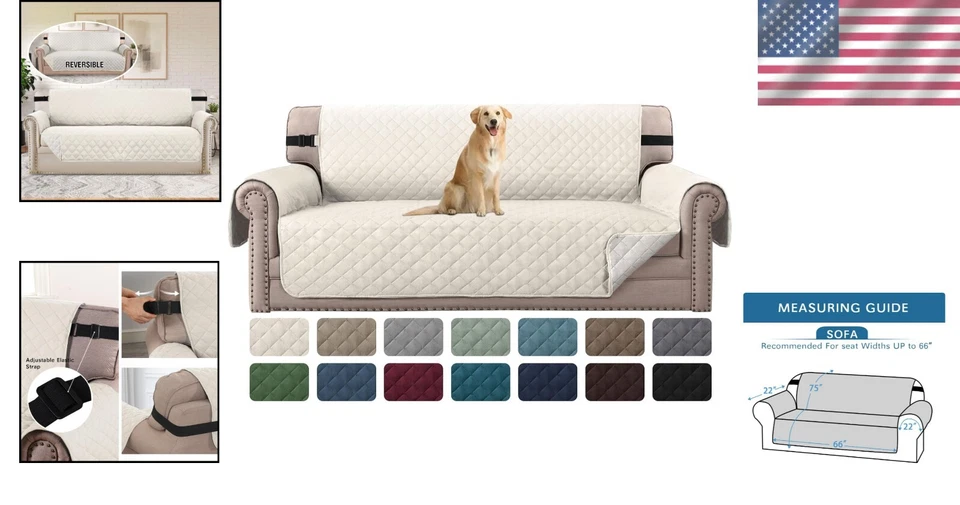 Funda de sofá reversible de lujo - Protector de sofá repelente al agua para mascotas Foto 2 de 4