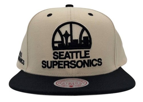Mitchell & Ness NBA Seattle Supersonics HWC Evergreen Cream & Black Snapback Hat - Picture 7 of 14