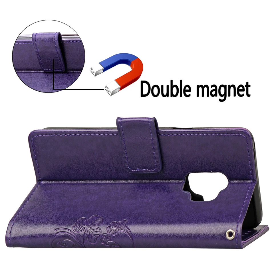 Funda protectora magnética tipo billetera de cuero con patrón brillante para teléfonos Samsung Galaxy/ Foto 3 de 4