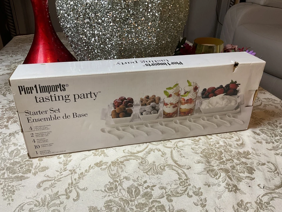 Pier 1 Imports Tasting Party Starter Set White Stoneware 21 Pieces NIB - Image 2 of 4