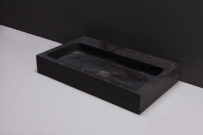 Waschbecken Naturstein TARANTO 50 cm x 30 cm Bluestone mit Hahnloch