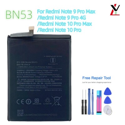 NEW For Xiaomi Redmi Note 9 Pro Battery BN53 Replacement Tools