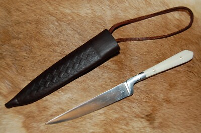 Medieval 7'' Toothpick Utility Camp Knife w/ Bone Handle & Leather Sheath