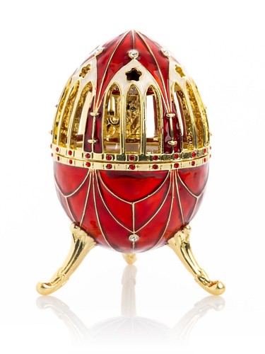 Keren Kopal Red Music egg Horse Carousel Trinket box Decorated Austrian Crystals - 第 1/17 張圖片