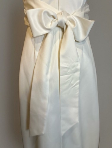 White WHBM Charmeuse Strapless Empire Waist Bow Wedding Reception Gown Sz 4 - Picture 6 of 7