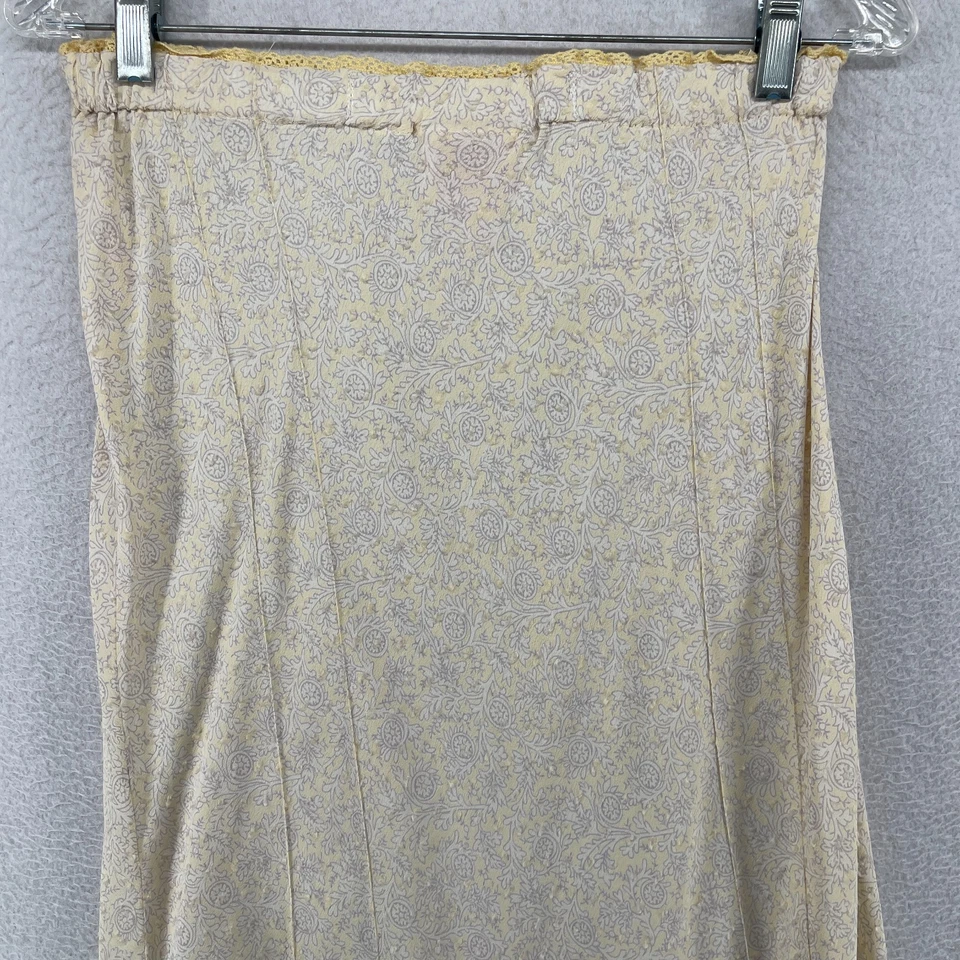 Falda APRIL CORNELL S Barroca Punto Suizo Midi Línea A Flecos Dobladillo Boho Amarillo De Colección Foto 4 de 4