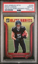 DRAKE LONDON 2022 DONRUSS OPTIC ELITE SERIES GOLD PRIZM /10 PSA 10 POP 1 RC