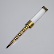 Penna Scrivania Vintage Design Torson d'Oro e Acrilico Trasparente 20 cm Rara