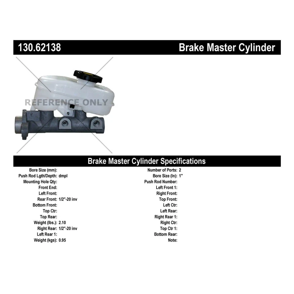 Cilindro maestro de freno Centric Parts 130.62138 para 05-09 Cadillac CTS SRX STS Foto 4 de 4
